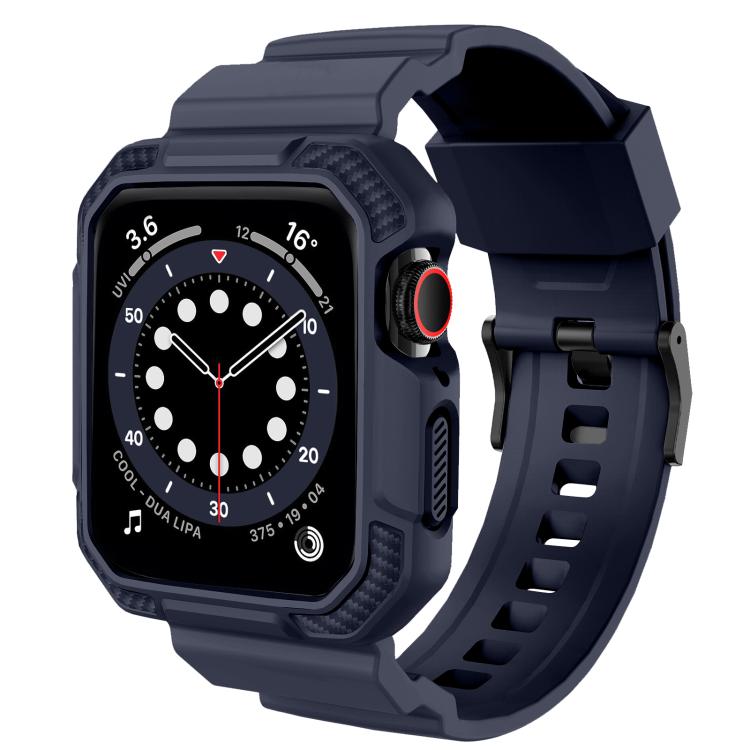 For Apple Watch 42mm / 41mm / 40mm / 38mm VIETAO Carbon Fiber Silicone Strap(Dark Blue)