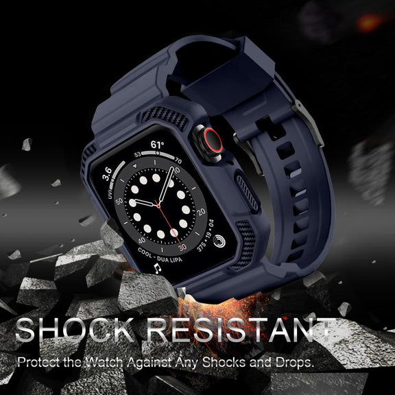 For Apple Watch 42mm / 41mm / 40mm / 38mm VIETAO Carbon Fiber Silicone Strap(Dark Blue)
