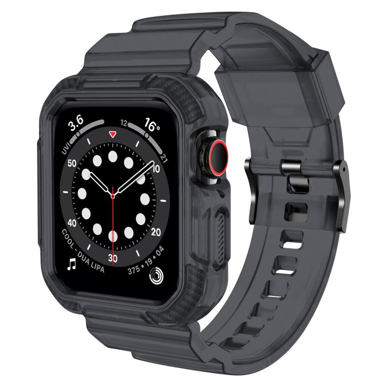 For Apple Watch 42mm / 41mm / 40mm / 38mm VIETAO Carbon Fiber Silicone Strap(Transparent Grey)