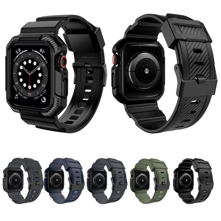 For Apple Watch 42mm / 41mm / 40mm / 38mm VIETAO Carbon Fiber Silicone Strap(Black)