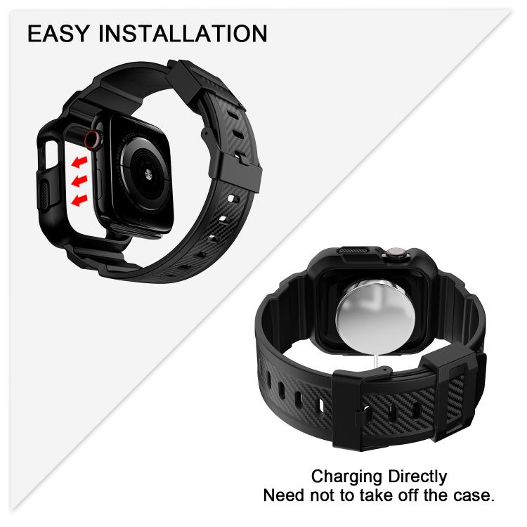 For Apple Watch Ultra 2 / 1 49mm VIETAO Carbon Fiber Silicone Strap(Black)