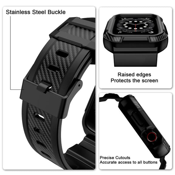 For Apple Watch Ultra 2 / 1 49mm VIETAO Carbon Fiber Silicone Strap(Black)