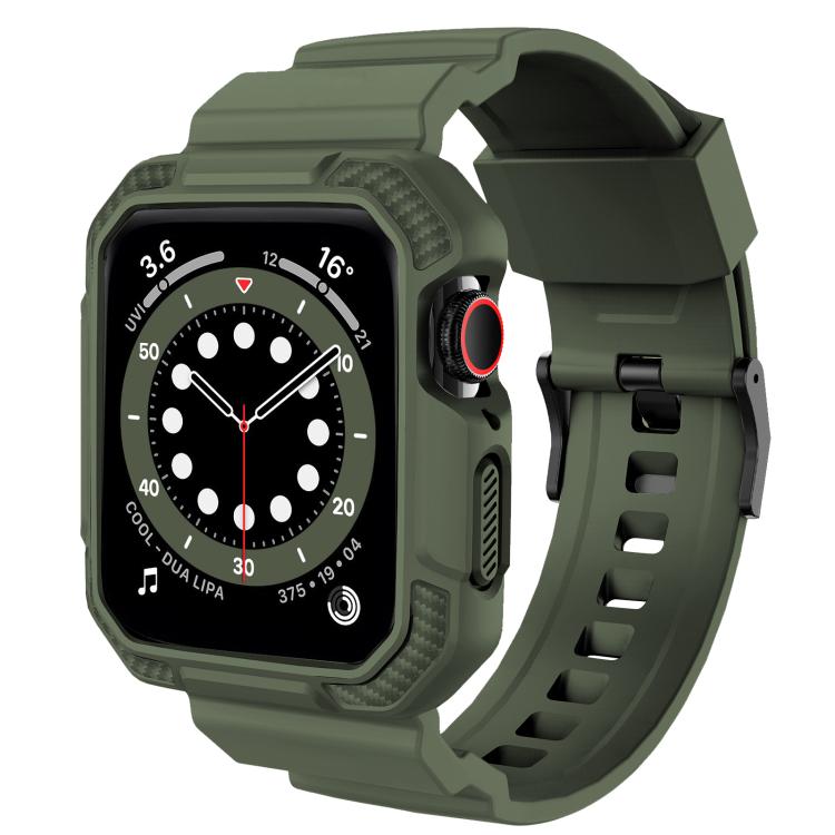 For Apple Watch Ultra 2 / 1 49mm VIETAO Carbon Fiber Silicone Strap(Grass Green)