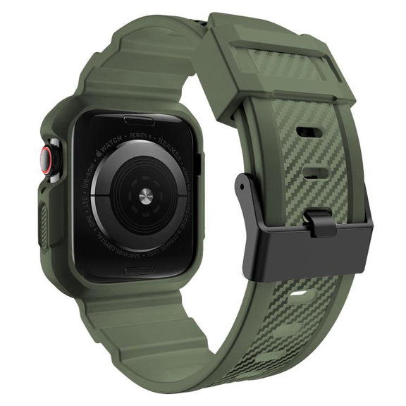 For Apple Watch Ultra 2 / 1 49mm VIETAO Carbon Fiber Silicone Strap(Grass Green)