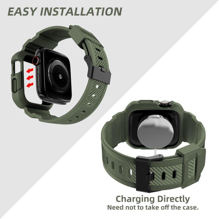 For Apple Watch Ultra 2 / 1 49mm VIETAO Carbon Fiber Silicone Strap(Grass Green)