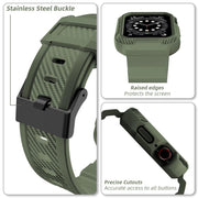 For Apple Watch Ultra 2 / 1 49mm VIETAO Carbon Fiber Silicone Strap(Grass Green)