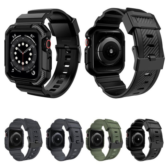 For Apple Watch Ultra 2 / 1 49mm VIETAO Carbon Fiber Silicone Strap(Black)