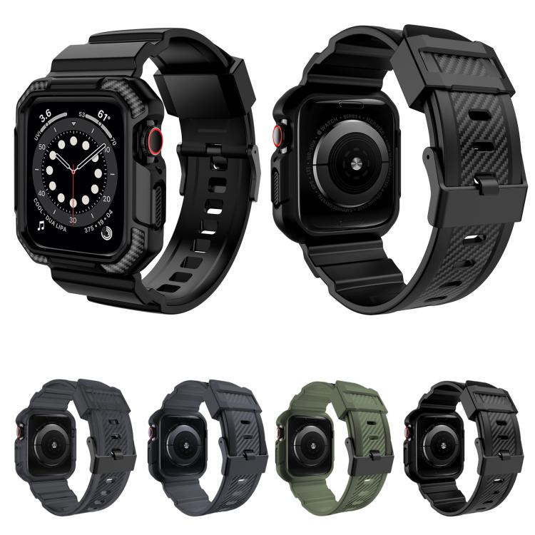 For Apple Watch Ultra 2 / 1 49mm VIETAO Carbon Fiber Silicone Strap(Black)