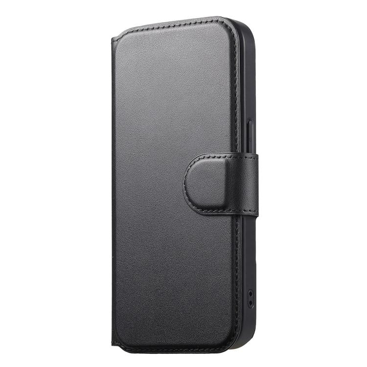 For iPhone 16e CaseNeo Finger Grip Strap MagSafe Leather Phone Case(Black)