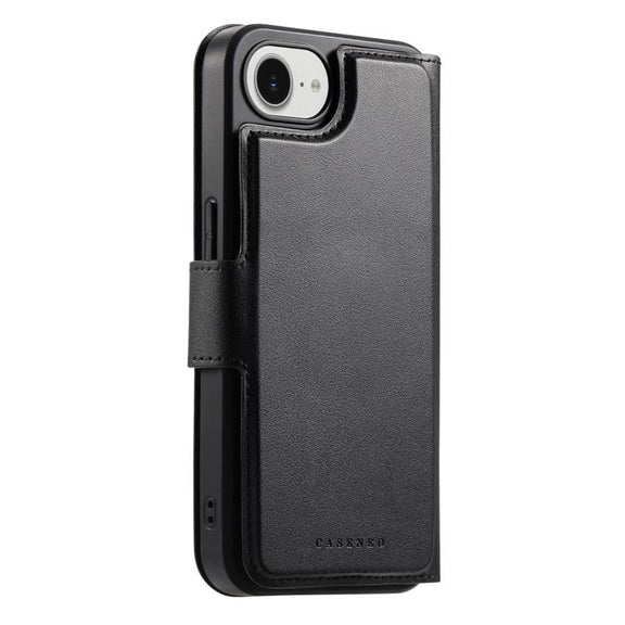 For iPhone 16e CaseNeo Finger Grip Strap MagSafe Leather Phone Case(Black)