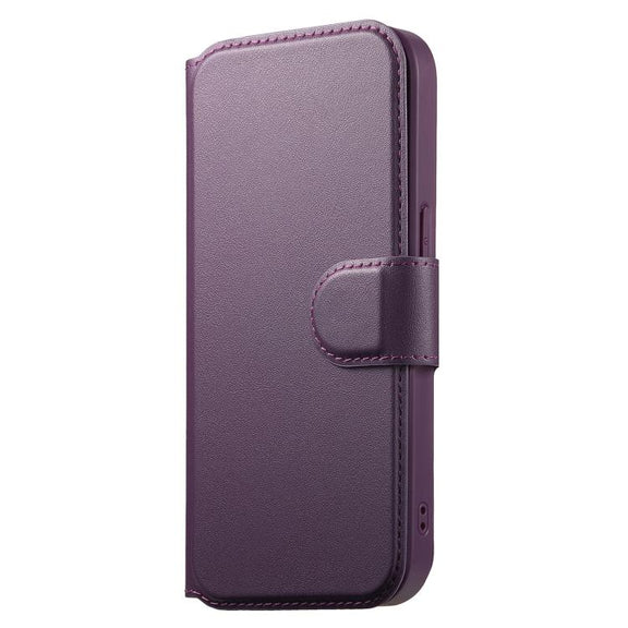 For iPhone 16e CaseNeo Finger Grip Strap MagSafe Leather Phone Case(Purple)