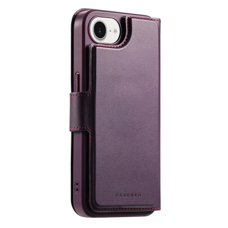 For iPhone 16e CaseNeo Finger Grip Strap MagSafe Leather Phone Case(Purple)