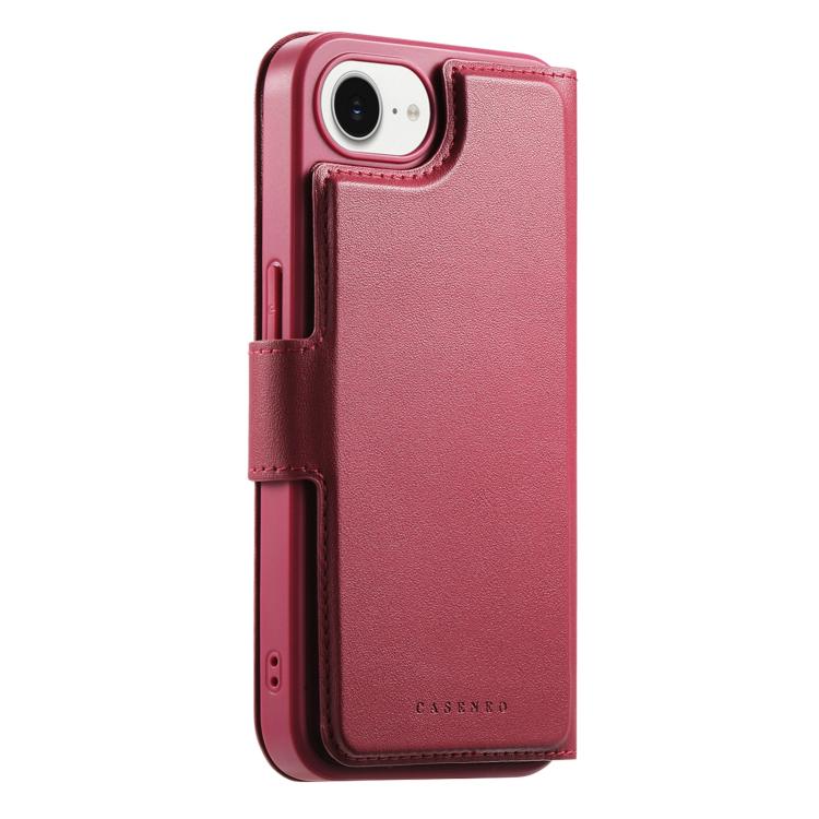 For iPhone 16e CaseNeo Finger Grip Strap MagSafe Leather Phone Case(Red)