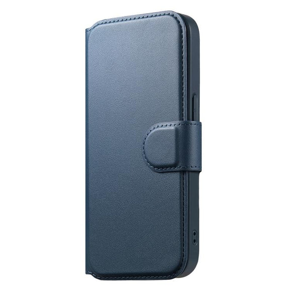 For iPhone 16e CaseNeo Finger Grip Strap MagSafe Leather Phone Case(Blue)