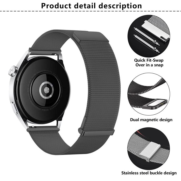 Kalebol 20mm Universal Loop Double Magnetic Buckle Milanese Strap(Black Red)