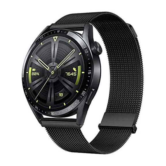 Kalebol 22mm Universal Loop Double Magnetic Buckle Milanese Strap(Black)