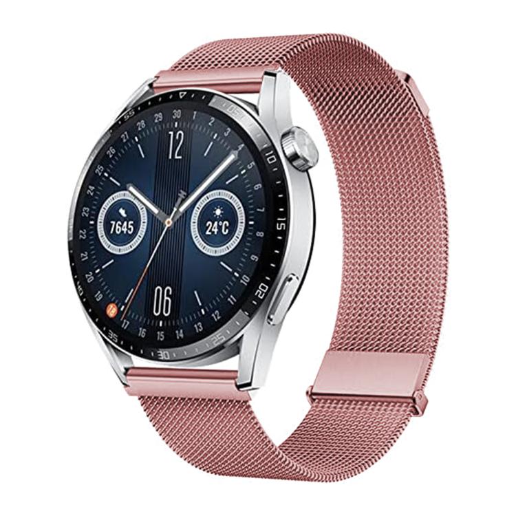 Kalebol 22mm Universal Loop Double Magnetic Buckle Milanese Strap(Rose Pink)