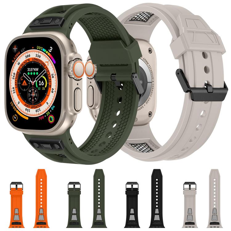 For Apple Watch 46mm / 49mm / 45mm / 44mm Kalebol Honeycomb TPU Black Mesh Strap(Starlight Black Net)