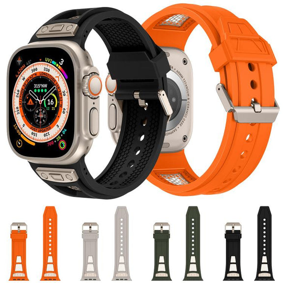 For Apple Watch 46mm / 49mm / 45mm / 44mm Kalebol Honeycomb TPU Titanium Mesh Strap(Starlight Titanium Net)