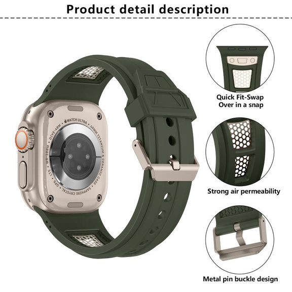 For Apple Watch 46mm / 49mm / 45mm / 44mm Kalebol Honeycomb TPU Titanium Mesh Strap(Starlight Titanium Net)