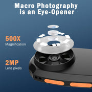 CPL-05-0011 2MP 2 inch HD Screen Handheld Digital Microscope 500X Magnification(Black)