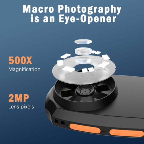 CPL-05-0011 2MP 2 inch HD Screen Handheld Digital Microscope 500X Magnification(Black)
