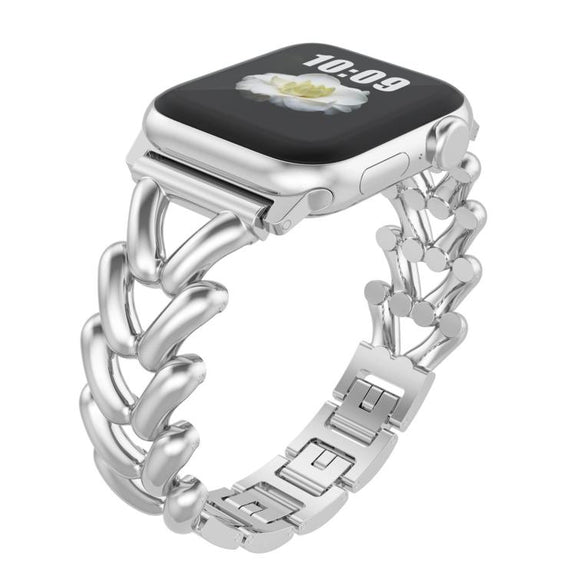 For Apple Watch 46mm / 49mm / 45mm / 44mm Kalebol V-shaped Zinc Alloy Strap(Silver)