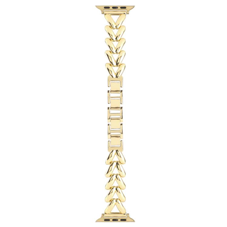 For Apple Watch 42mm / 41mm / 40mm / 38mm Kalebol V-shaped Zinc Alloy Strap(Gold)