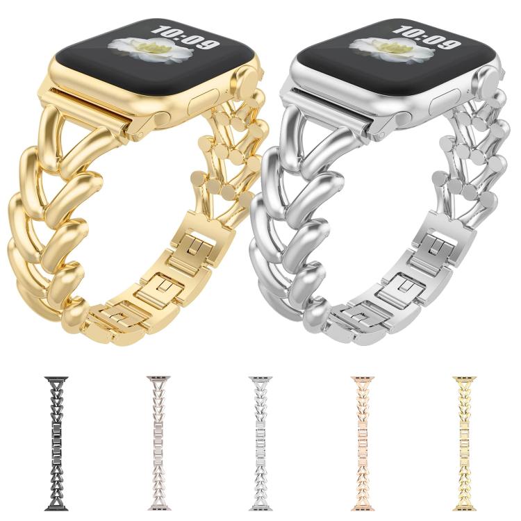 For Apple Watch 46mm / 49mm / 45mm / 44mm Kalebol V-shaped Zinc Alloy Strap(Starlight)
