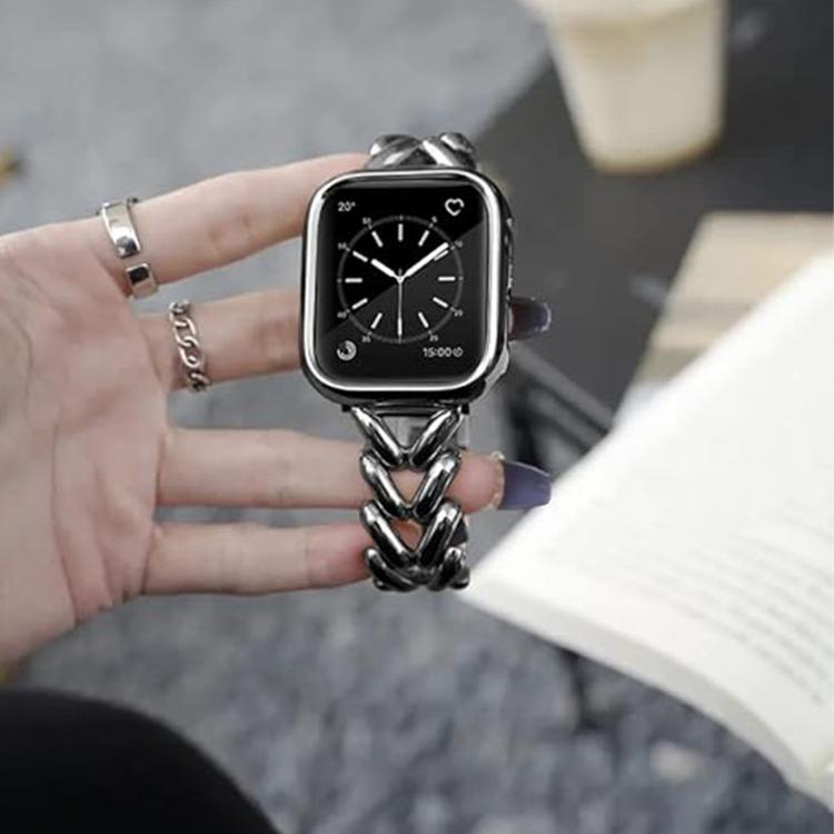 For Apple Watch 46mm / 49mm / 45mm / 44mm Kalebol V-shaped Zinc Alloy Strap(Starlight)