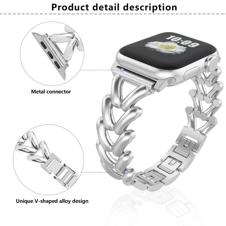 For Apple Watch 46mm / 49mm / 45mm / 44mm Kalebol V-shaped Zinc Alloy Strap(Starlight)