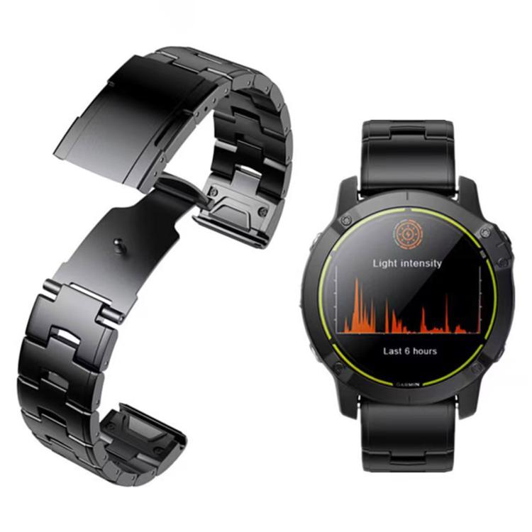 For Garmin Watch 26mm Oracle Titanium Alloy Watch Band(Black)