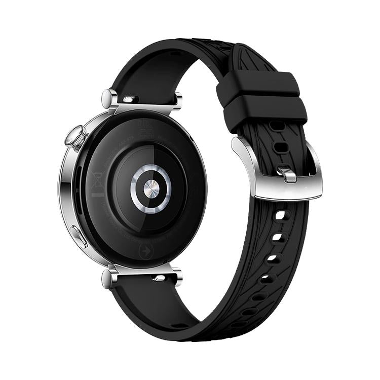 Kalebol 18mm Universal Textured Silicone Silver Buckle Strap(Black)
