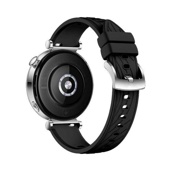 Kalebol 18mm Universal Textured Silicone Silver Buckle Strap(Black)