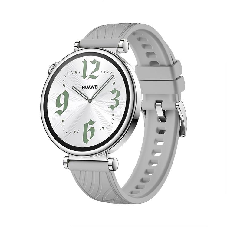 Kalebol 18mm Universal Textured Silicone Silver Buckle Strap(Light Grey)