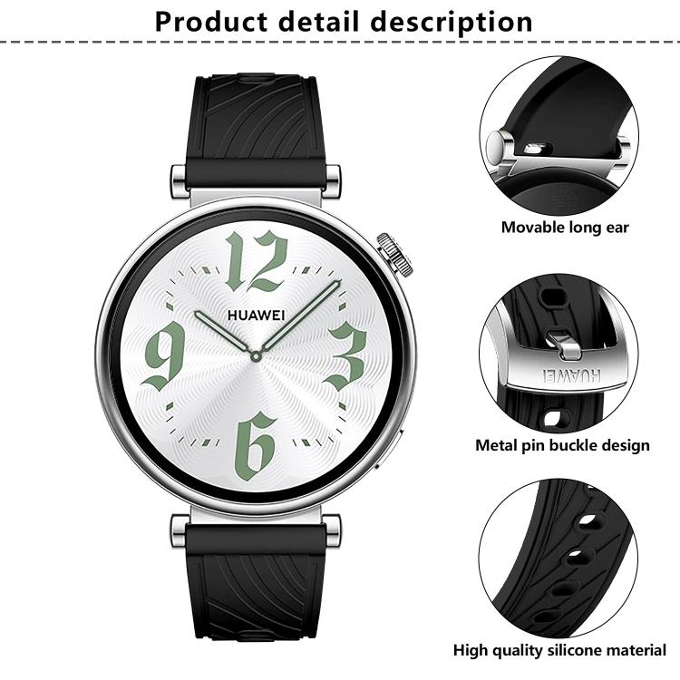 Kalebol 18mm Universal Textured Silicone Silver Buckle Strap(White)