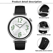 Kalebol 18mm Universal Textured Silicone Silver Buckle Strap(White)