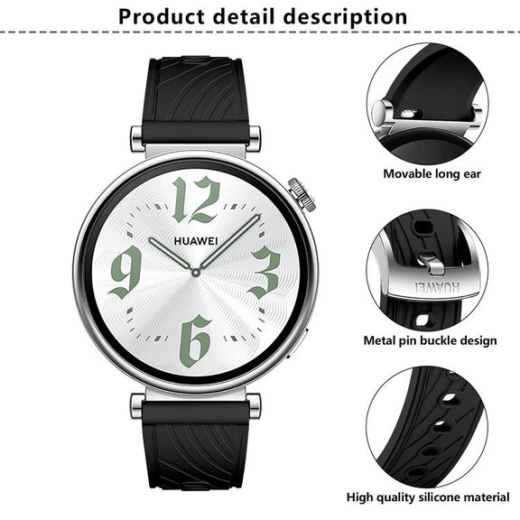 Kalebol 18mm Universal Textured Silicone Silver Buckle Strap(White)