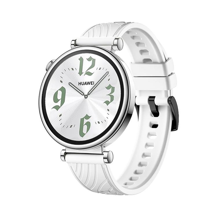 Kalebol 18mm Universal Textured Silicone Black Buckle Strap(White)
