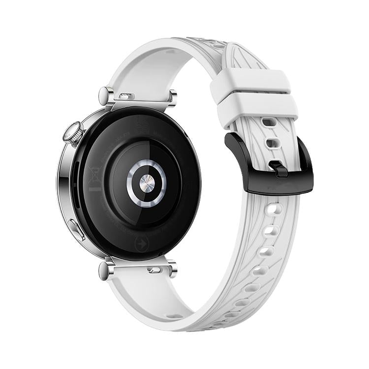 Kalebol 18mm Universal Textured Silicone Black Buckle Strap(White)