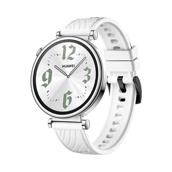 Kalebol 18mm Universal Textured Silicone Black Buckle Strap(White)