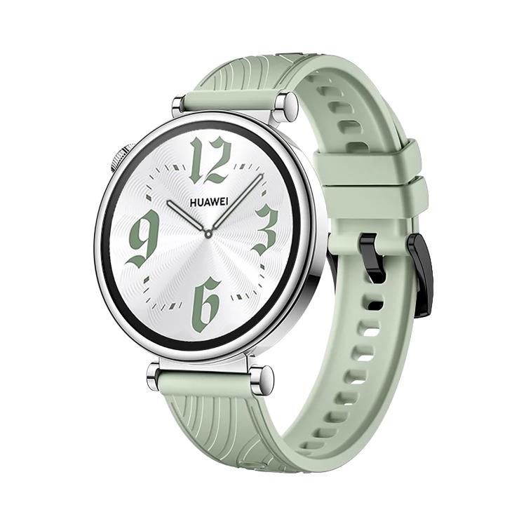 Kalebol 18mm Universal Textured Silicone Black Buckle Strap(Green Grass)