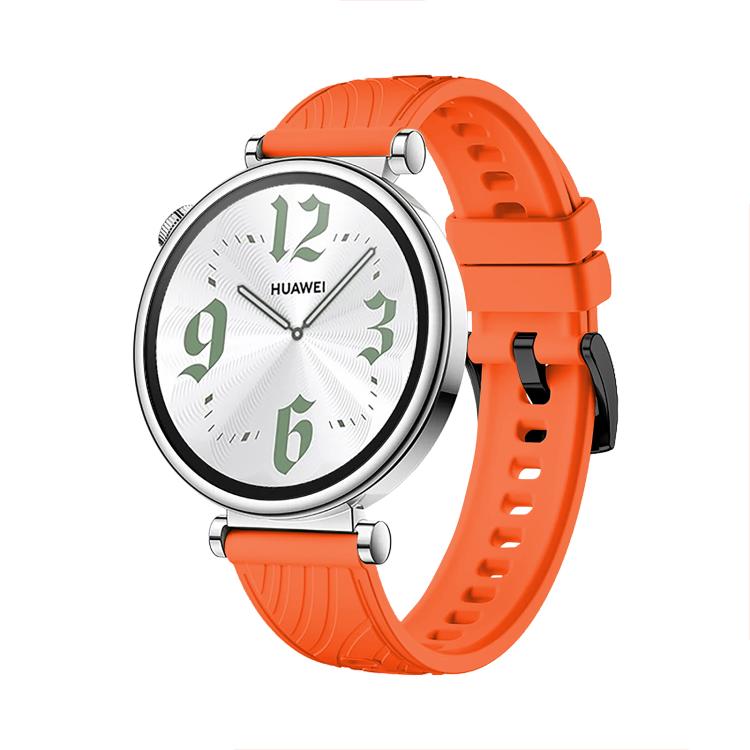 Kalebol 18mm Universal Textured Silicone Black Buckle Strap(Orange)