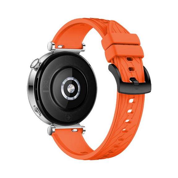 Kalebol 18mm Universal Textured Silicone Black Buckle Strap(Orange)