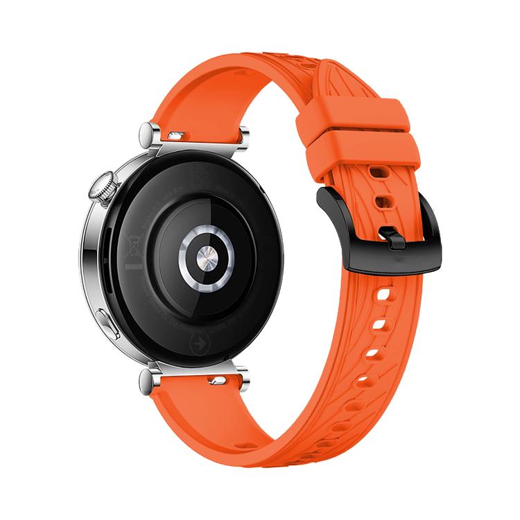 Kalebol 18mm Universal Textured Silicone Black Buckle Strap(Orange)