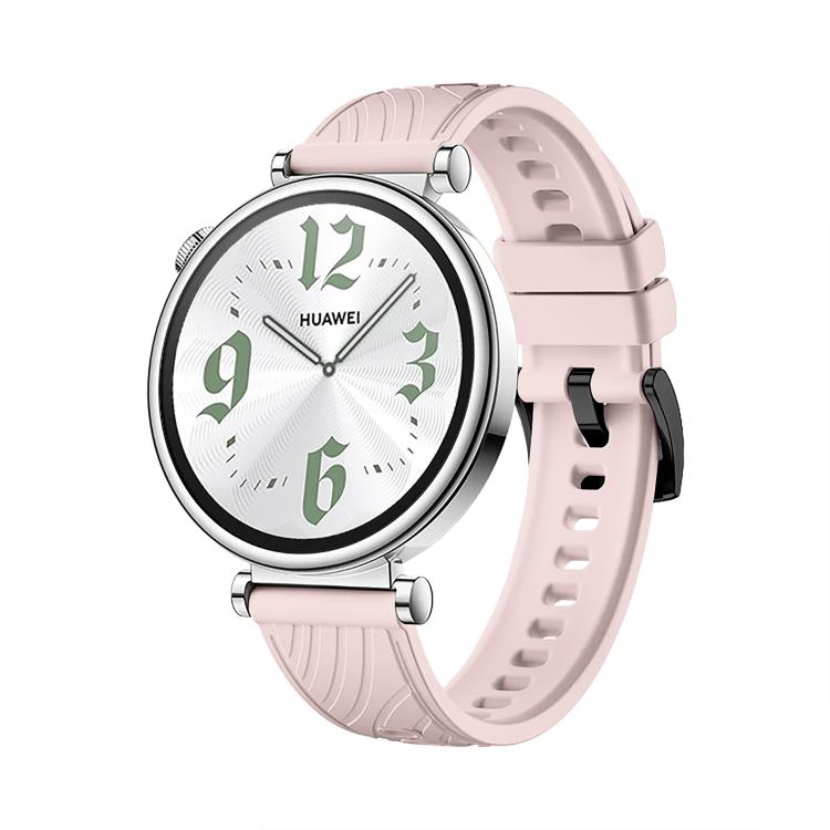 Kalebol 18mm Universal Textured Silicone Black Buckle Strap(Pink)