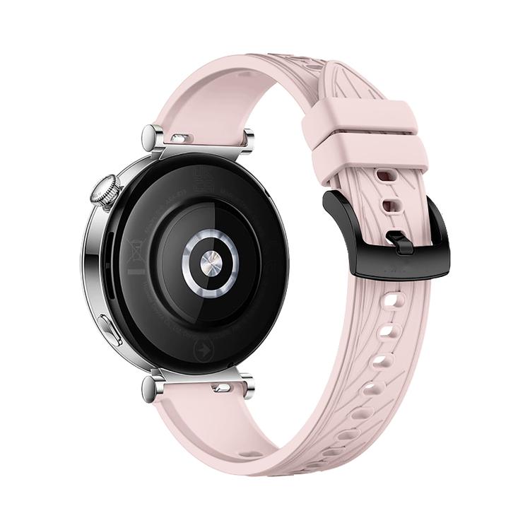 Kalebol 18mm Universal Textured Silicone Black Buckle Strap(Pink)