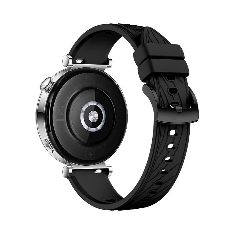Kalebol 18mm Universal Textured Silicone Black Buckle Strap(Black)