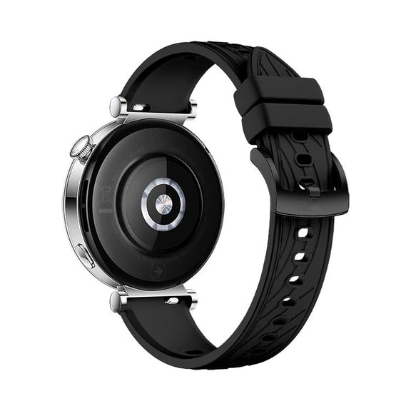 Kalebol 18mm Universal Textured Silicone Black Buckle Strap(Black)