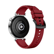 Kalebol 18mm Universal Textured Silicone Black Buckle Strap(Red)